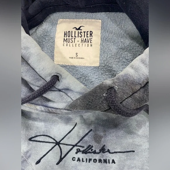 Hollister Men’s light and dark blueTie-Dye Hoodie Size S - Picture 5 of 7